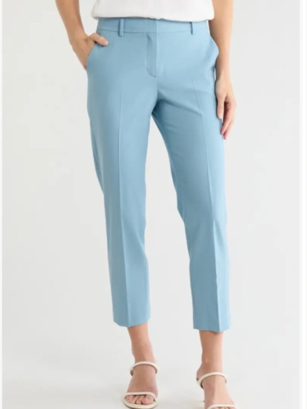 Like New! THEORY Treeca 2 Good Wool Crop Suit Pants Teal Size 2